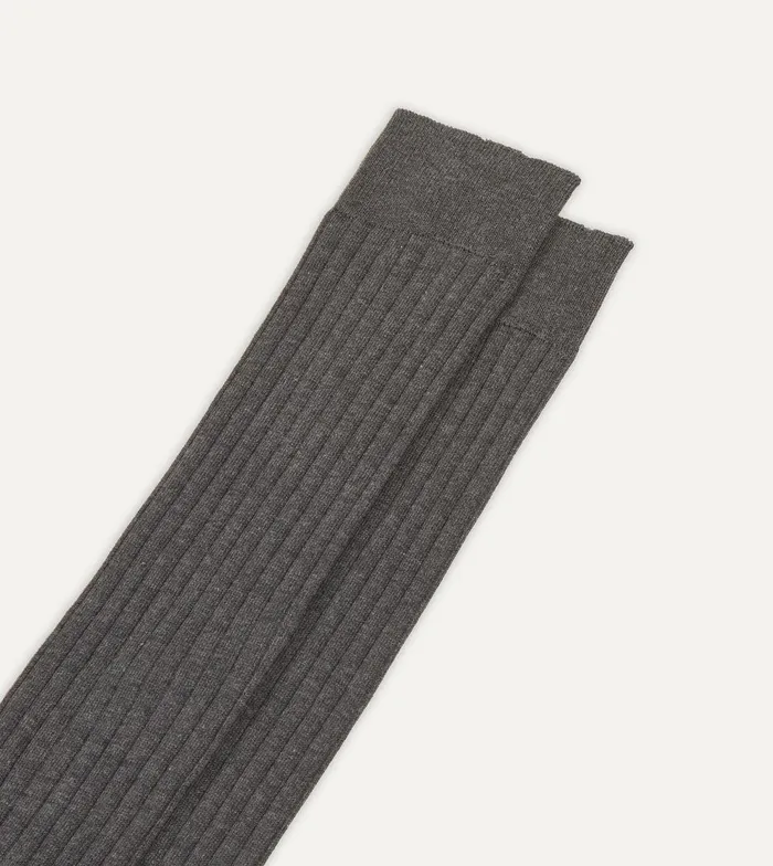 Drake039s Charcoal Cotton OvertheCalf Socks 8211 Accessories