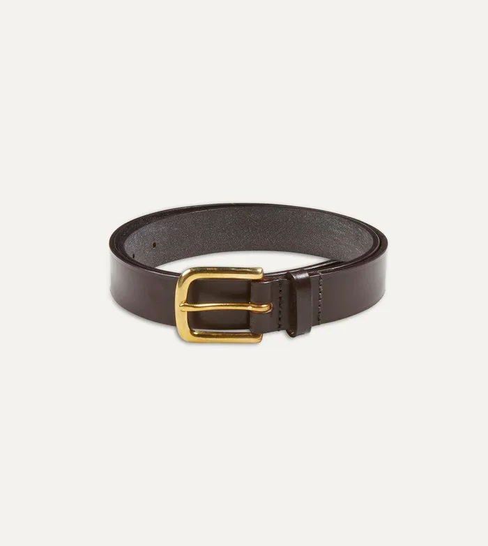 Drake039s Dark Brown Unlined Bridle Leather Belt With Brass Buckle 8211 Accessories Drake039s Dark Brown Unlined Bridle Leather Belt With Brass Buckle 8211 Accessories
