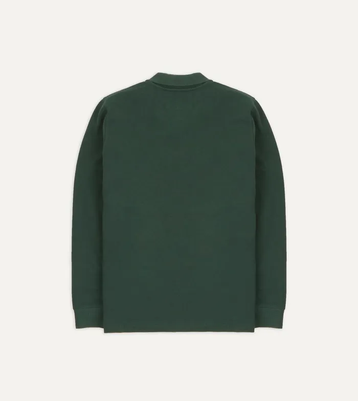 Drake039s Green Pique Cotton LongSleeve Polo Shirt 8211 Clothing