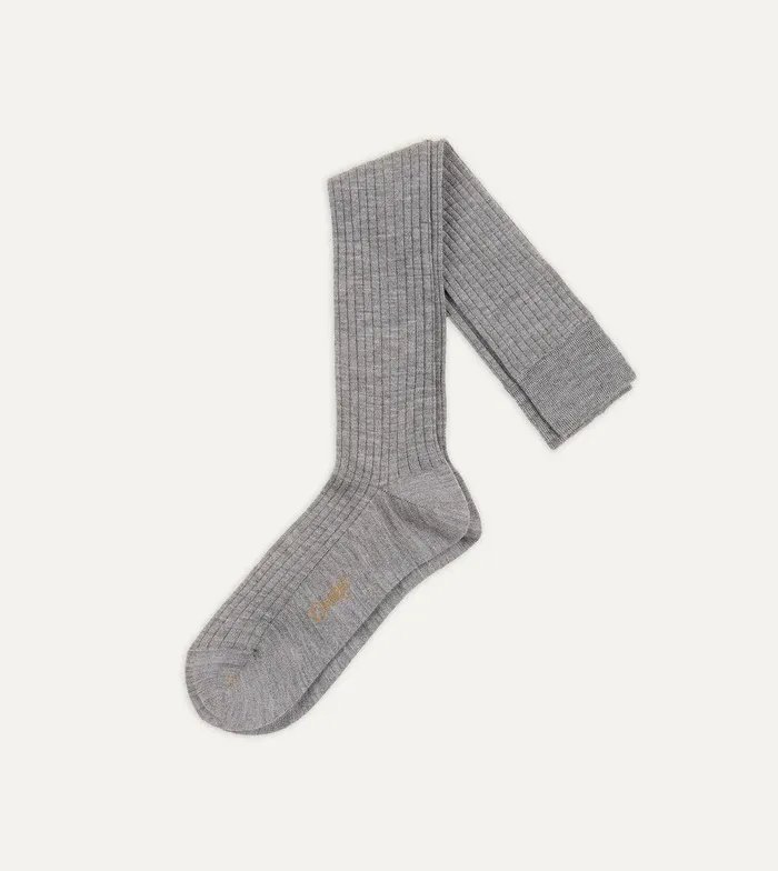 Drake039s Light Grey Wool OverTheCalf Socks 8211 Accessories