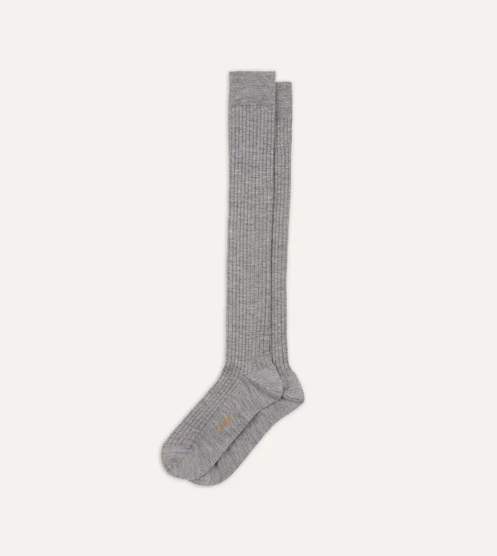 Drake039s Light Grey Wool OverTheCalf Socks 8211 Accessories