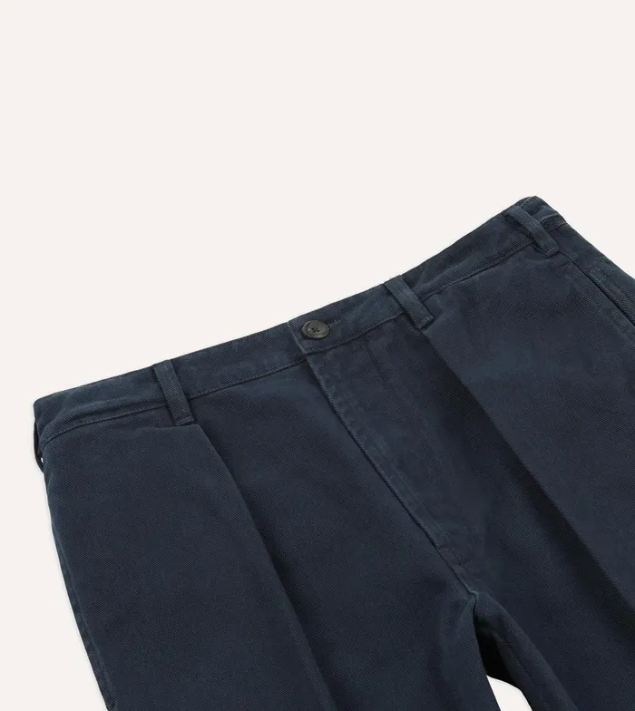 Drake039s Navy Heavy Cotton Twill Games Trousers 8211 Clothing