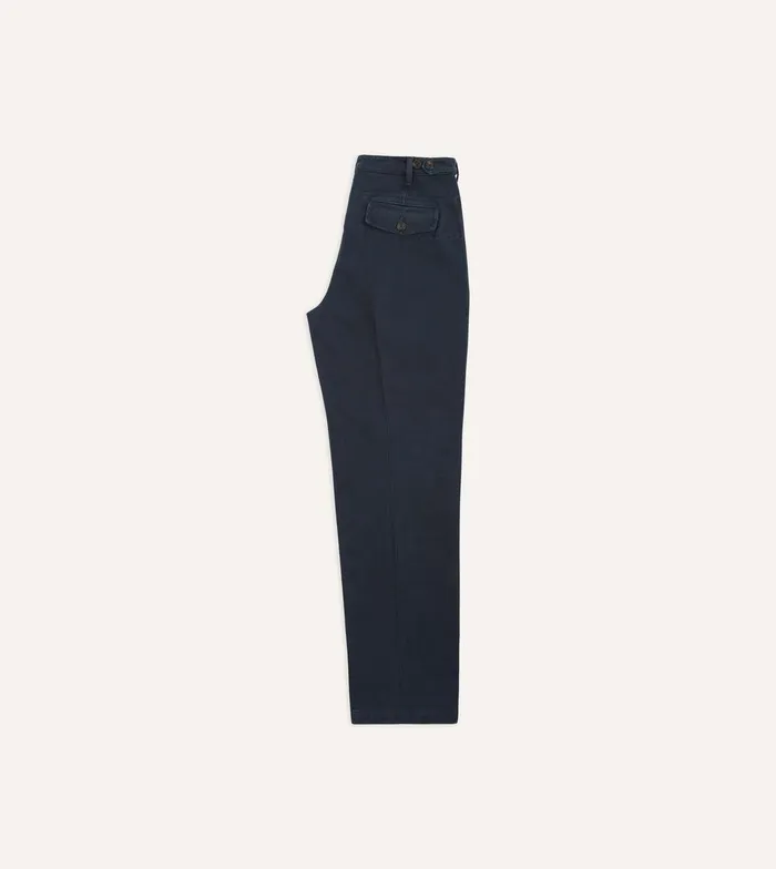 Drake039s Navy Heavy Cotton Twill Games Trousers 8211 Clothing