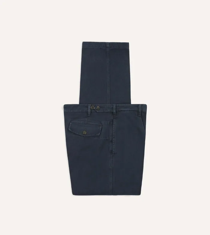 Drake039s Navy Heavy Cotton Twill Games Trousers 8211 Clothing