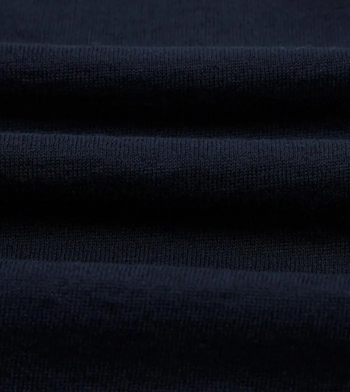 Drake039s Navy Knitted LinenCotton ShortSleeve Polo Shirt 8211 Clothing