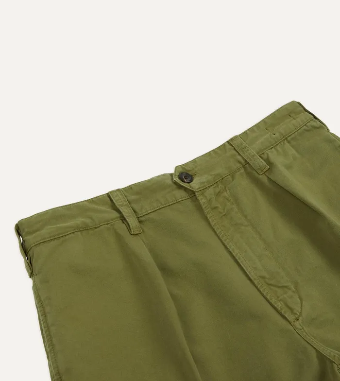 Drake039s Olive Cotton Twill SinglePleat Shorts 8211 Clothing
