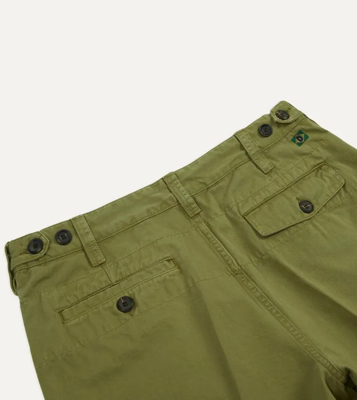 Drake039s Olive Cotton Twill SinglePleat Shorts 8211 Clothing