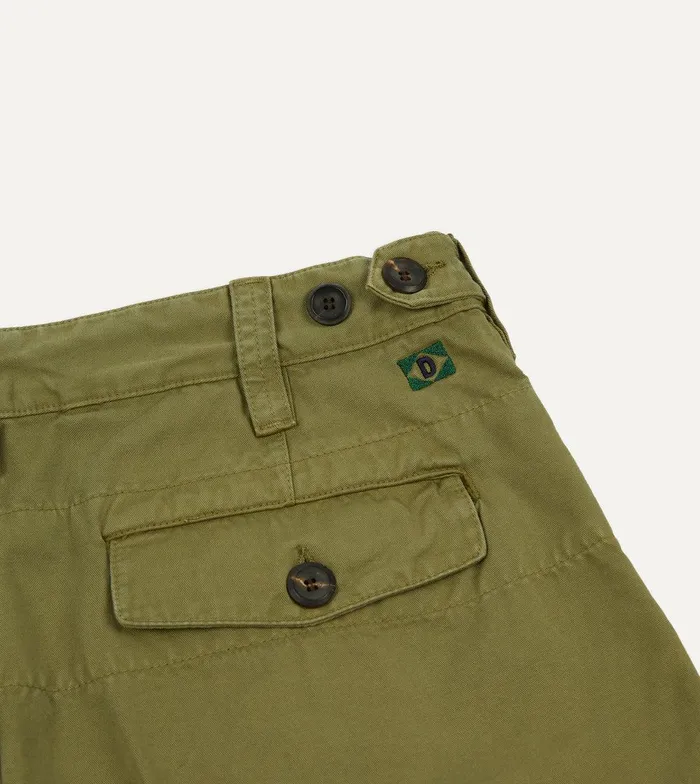 Drake039s Olive Cotton Twill SinglePleat Shorts 8211 Clothing