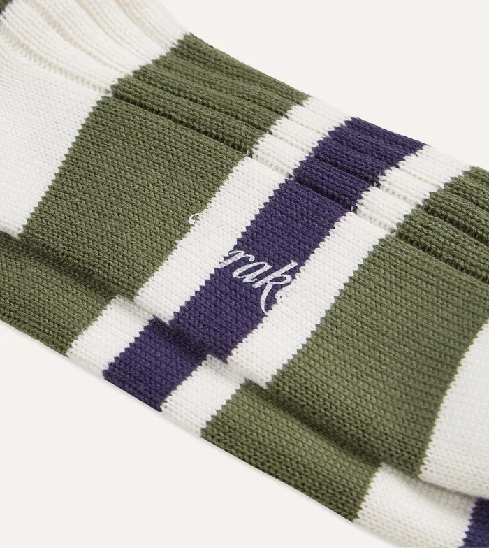 Drake039s Orange And Green Cotton Striped Sports Socks 8211 Accessories