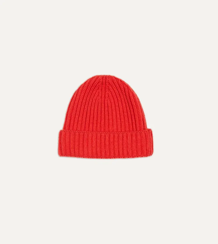 Drake039s Orange Cashmere Ribbed Knit Cap 8211 Accessories