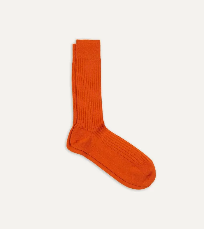 Drake039s Orange Wool MidCalf Socks 8211 Accessories