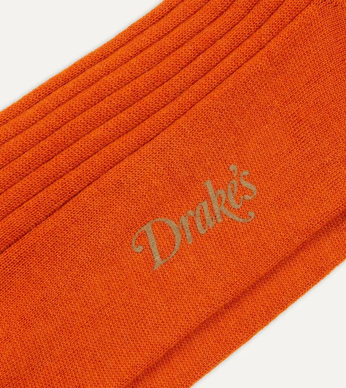 Drake039s Orange Wool MidCalf Socks 8211 Accessories
