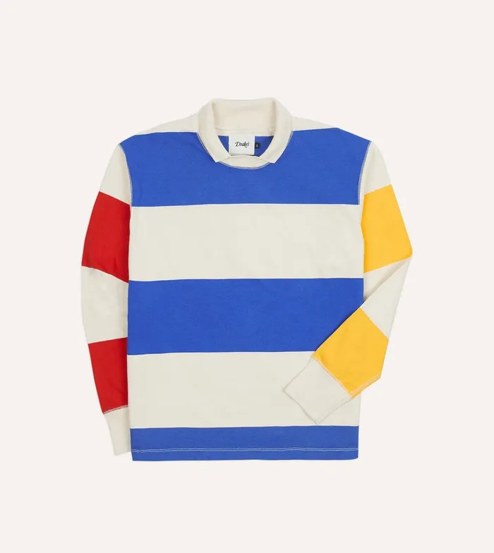 Drake039s Primary Block Stripe Mock Collar LongSleeve Jersey 8211 ClothingShirts
