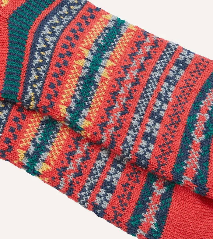 Drake039s RoToTo Red Cotton Fair Isle Socks 8211 Accessories