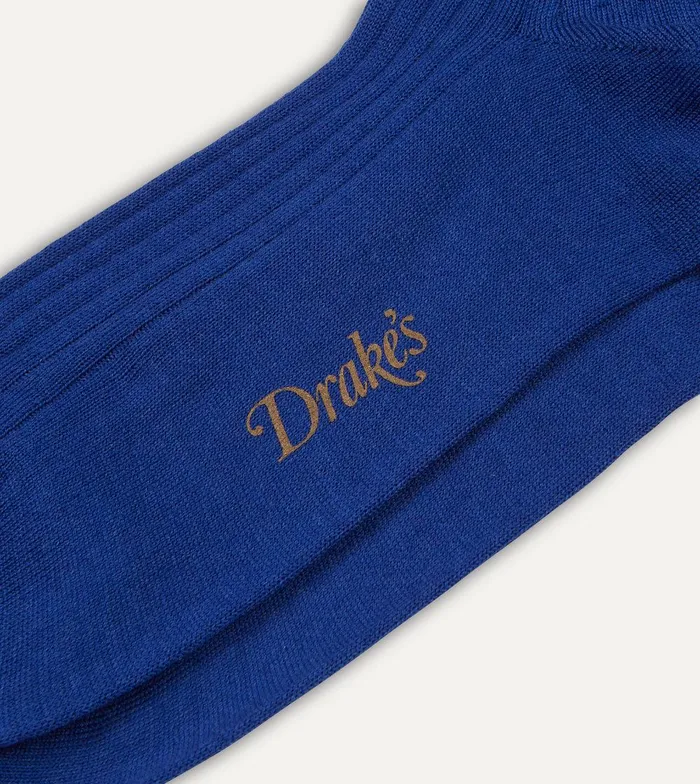 Drake039s Royal Blue Wool OvertheCalf Socks 8211 Accessories