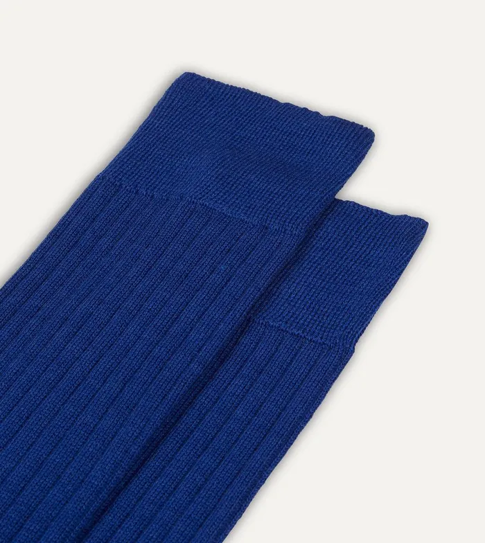 Drake039s Royal Blue Wool OvertheCalf Socks 8211 Accessories