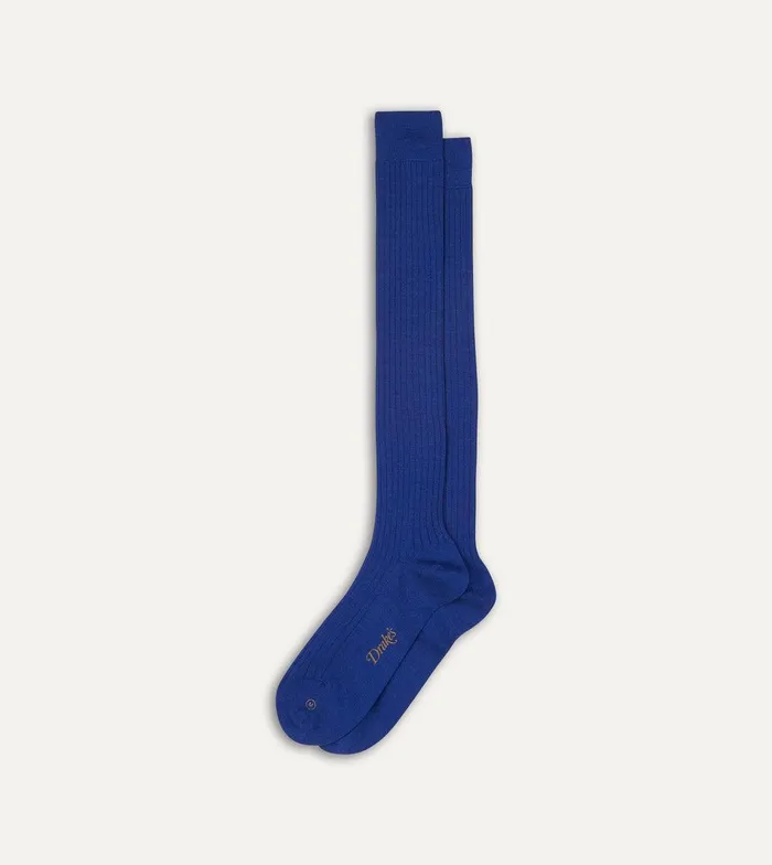 Drake039s Royal Blue Wool OvertheCalf Socks 8211 Accessories