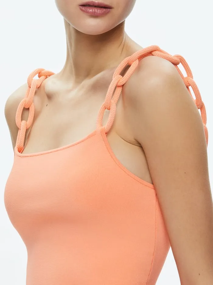 Dresses Women Alice Olivia Alina Looped Straps Midi Dress Coral