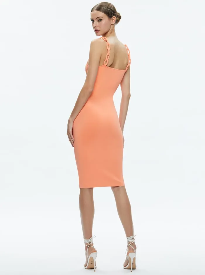 Dresses Women Alice Olivia Alina Looped Straps Midi Dress Coral