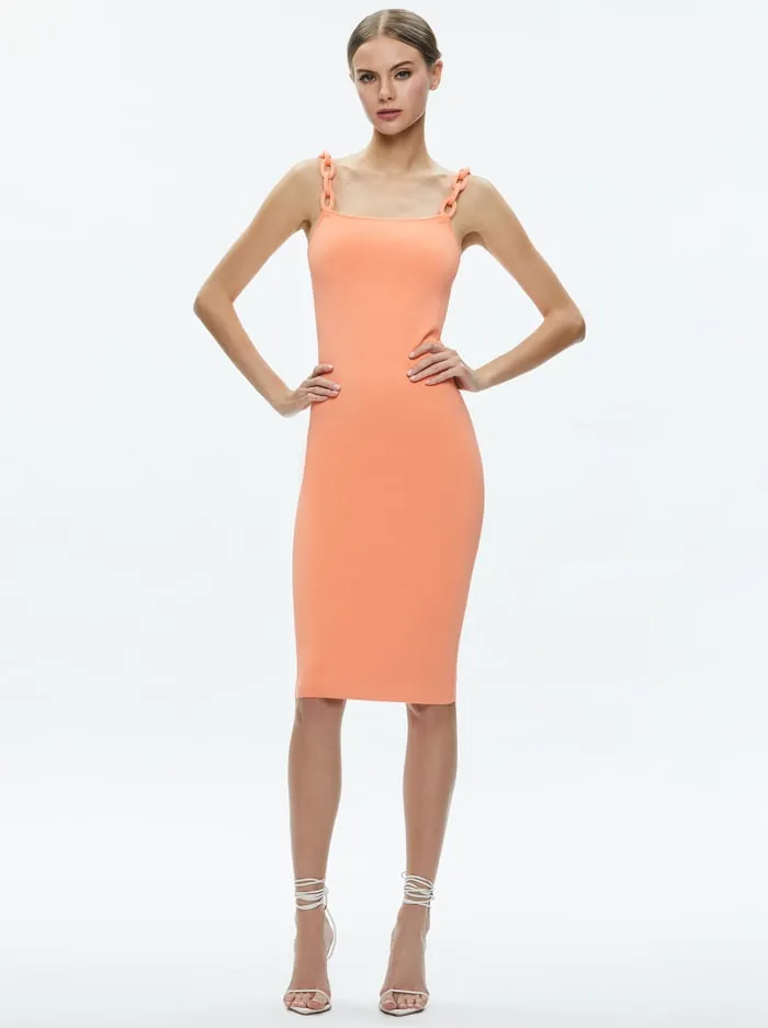 Dresses Women Alice Olivia Alina Looped Straps Midi Dress Coral