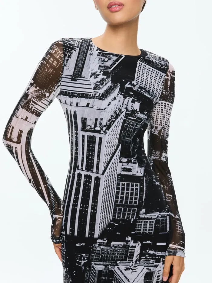 Dresses Women Alice Olivia Delora Midi Dress Cityscape