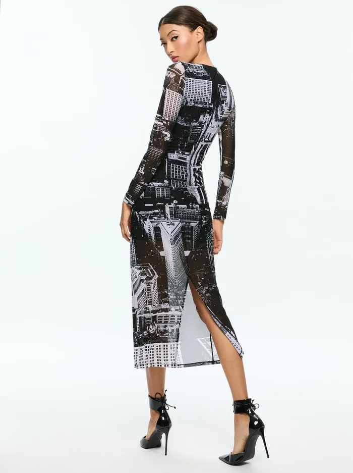 Dresses Women Alice Olivia Delora Midi Dress Cityscape