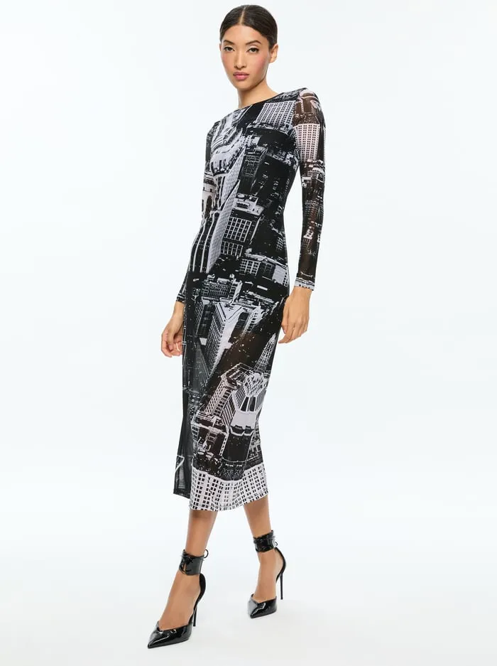 Dresses Women Alice Olivia Delora Midi Dress Cityscape