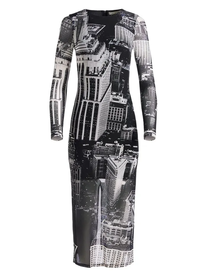 Dresses Women Alice Olivia Delora Midi Dress Cityscape