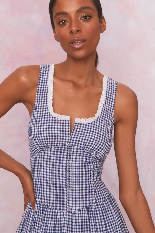 Dresses WomenKids LoveShackFancy Ceronne Gingham Cotton Mini Dress Nautical Twilight Dresses WomenKids LoveShackFancy Ceronne Gingham Cotton Mini Dress Nautical Twilight