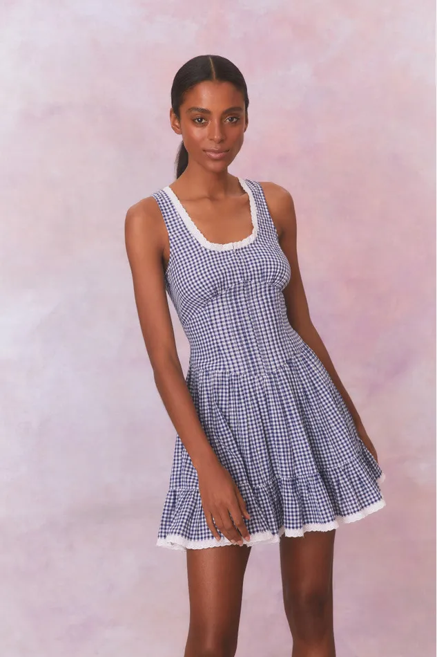 Dresses WomenKids LoveShackFancy Ceronne Gingham Cotton Mini Dress Nautical Twilight Dresses WomenKids LoveShackFancy Ceronne Gingham Cotton Mini Dress Nautical Twilight