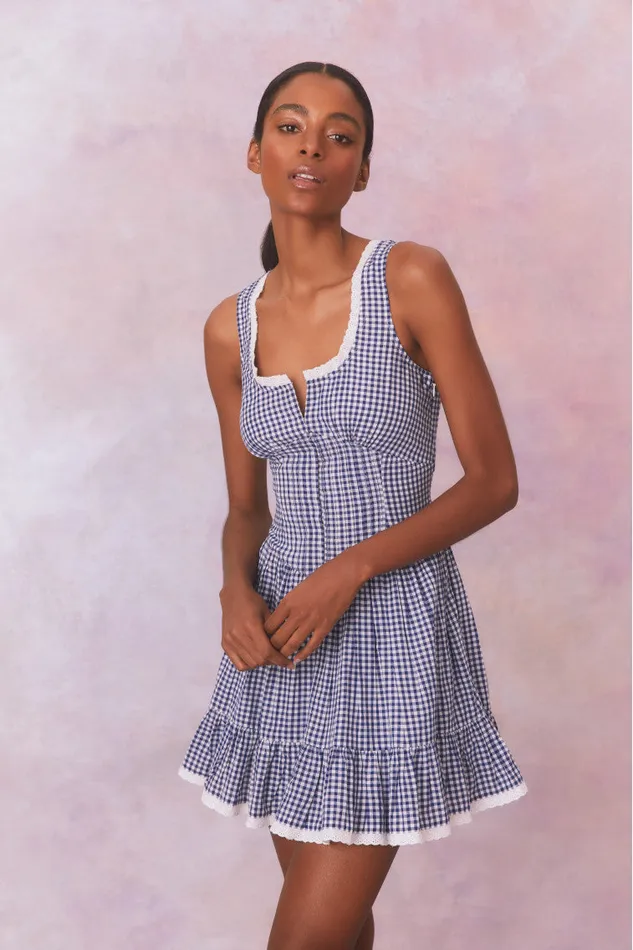 Dresses WomenKids LoveShackFancy Ceronne Gingham Cotton Mini Dress Nautical Twilight Dresses WomenKids LoveShackFancy Ceronne Gingham Cotton Mini Dress Nautical Twilight