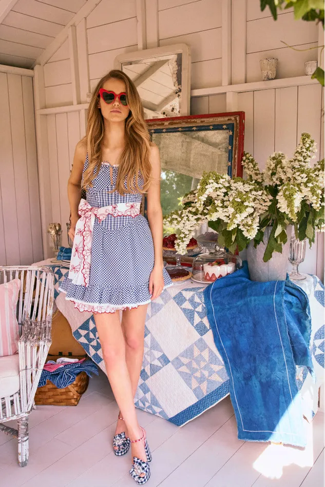 Dresses WomenKids LoveShackFancy Ceronne Gingham Cotton Mini Dress Nautical Twilight Dresses WomenKids LoveShackFancy Ceronne Gingham Cotton Mini Dress Nautical Twilight