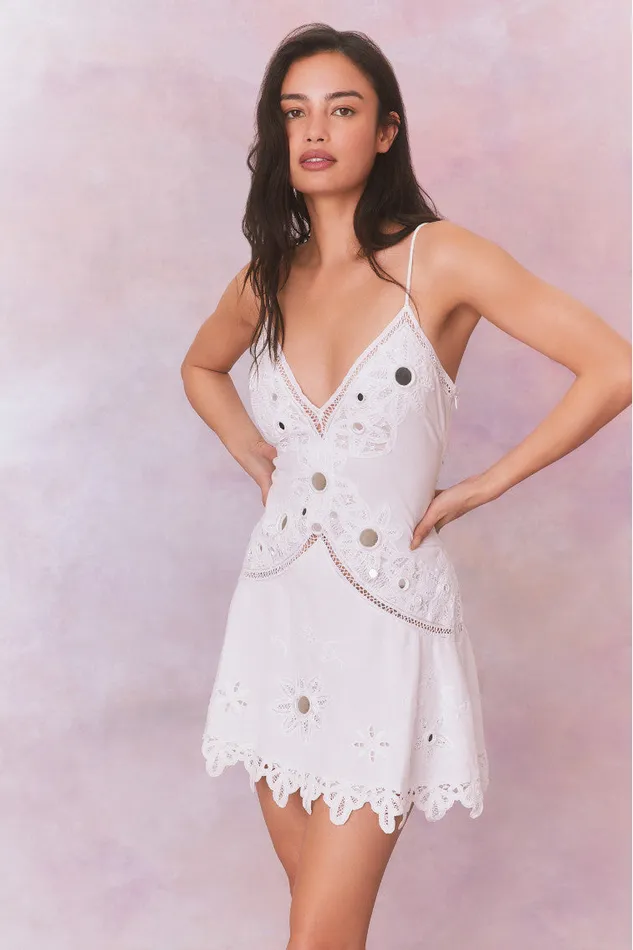 Dresses Women LoveShackFancy Brealynn Embellished Cotton Mini Dress True White