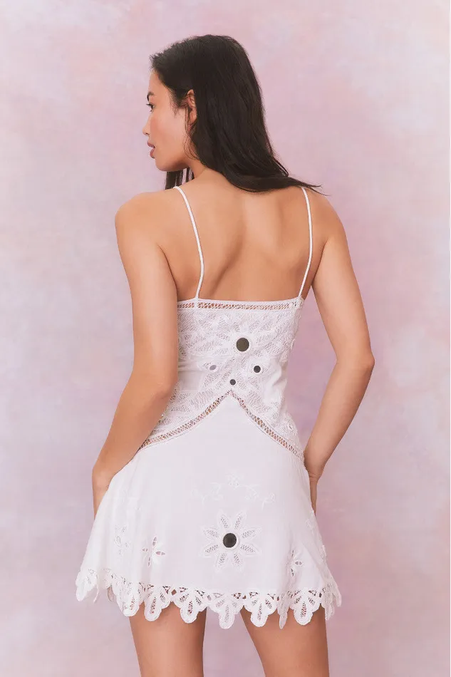 Dresses Women LoveShackFancy Brealynn Embellished Cotton Mini Dress True White