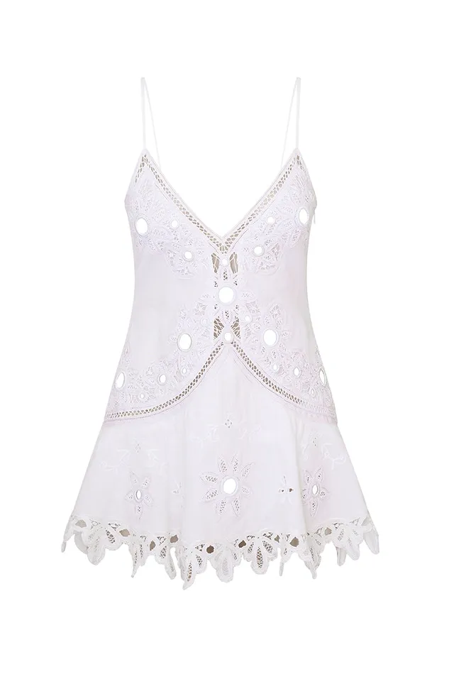 Dresses Women LoveShackFancy Brealynn Embellished Cotton Mini Dress True White