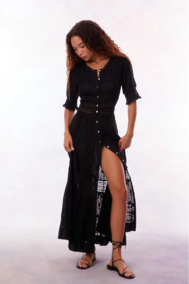 Dresses Women LoveShackFancy Minka Maxi Dress Black Dresses Women LoveShackFancy Minka Maxi Dress Black