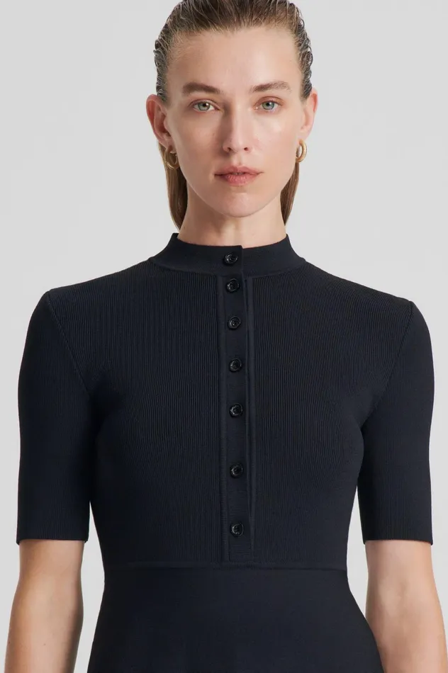 Dresses Women Scanlan Theodore CREPE KNIT SSLV BUTTON DRESS Black Dresses Women Scanlan Theodore CREPE KNIT SSLV BUTTON DRESS Black