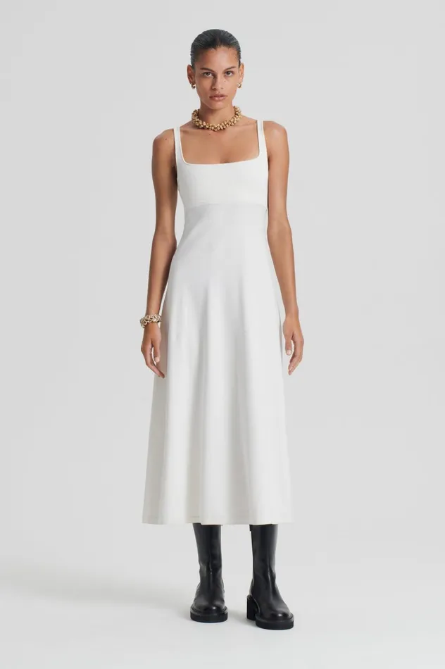 Dresses Women Scanlan Theodore CREPE KNIT SQUARE NECK DRESS Cream Dresses Women Scanlan Theodore CREPE KNIT SQUARE NECK DRESS Cream