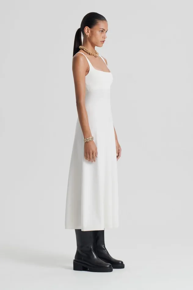 Dresses Women Scanlan Theodore CREPE KNIT SQUARE NECK DRESS Cream Dresses Women Scanlan Theodore CREPE KNIT SQUARE NECK DRESS Cream