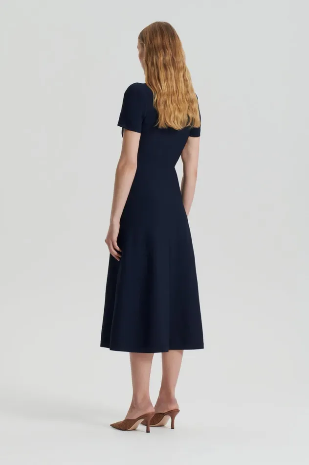 Dresses Women Scanlan Theodore CREPE KNIT ZIP SHIRT DRESS Navy