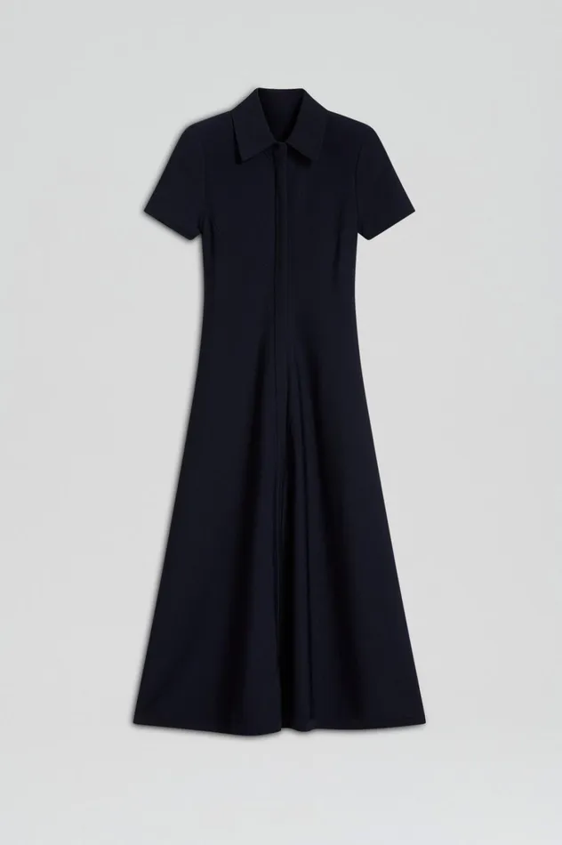 Dresses Women Scanlan Theodore CREPE KNIT ZIP SHIRT DRESS Navy