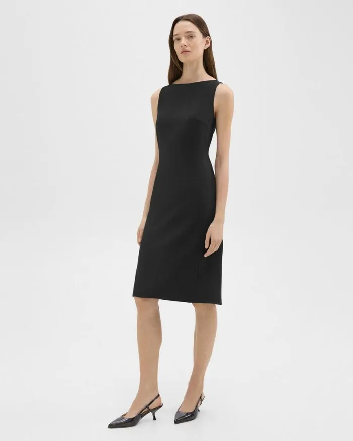 Dresses Women Theory Flared Dress In Crepe Black Dresses Women Theory Flared Dress In Crepe Black