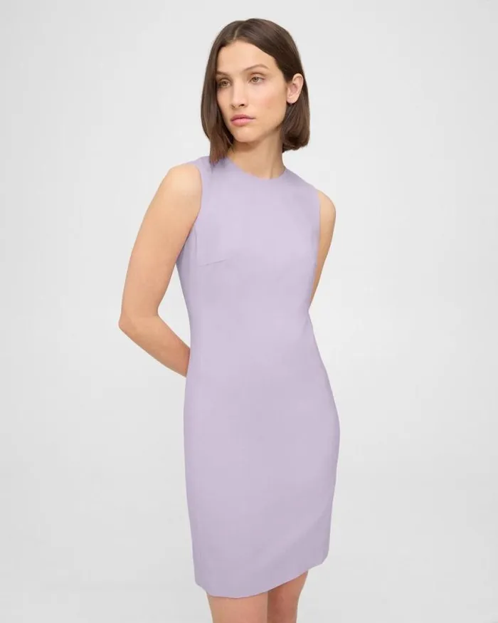 Dresses Women Theory Sleeveless Fitted Dress In Good Wool Lilac Sky