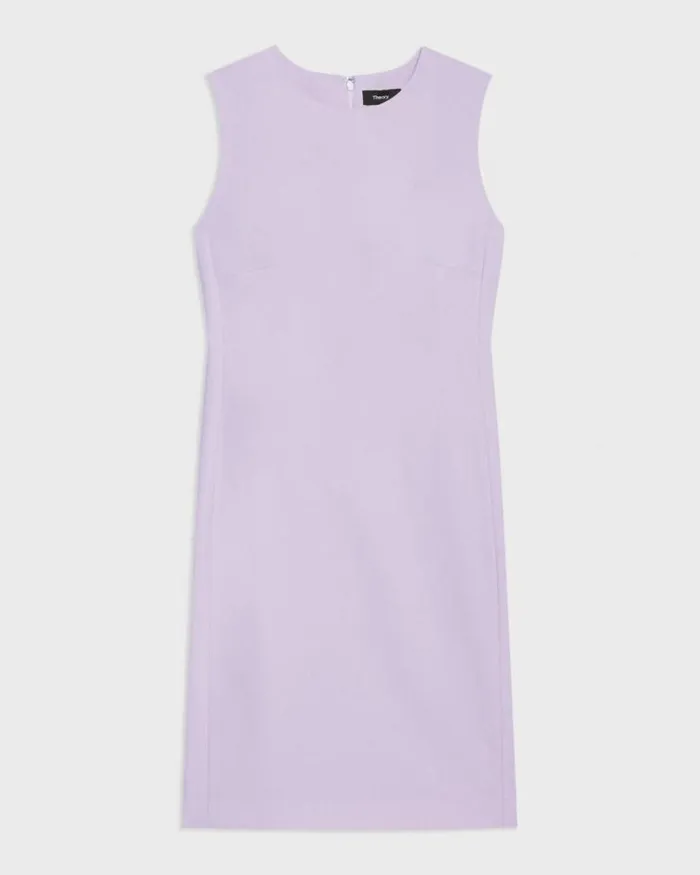 Dresses Women Theory Sleeveless Fitted Dress In Good Wool Lilac Sky