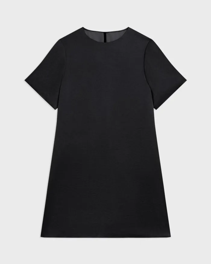 Dresses Women Theory TShirt Dress In Crushed Satin Black Dresses Women Theory TShirt Dress In Crushed Satin Black