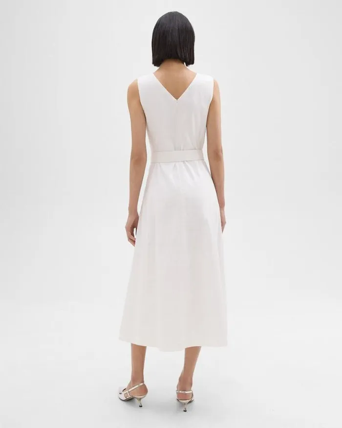 Dresses Women Theory VNeck Volume Dress In Good Linen White