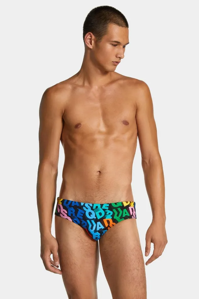 Dsquared2 Beachwear Allover Logo Swim Brief Fantasy 8211 Men