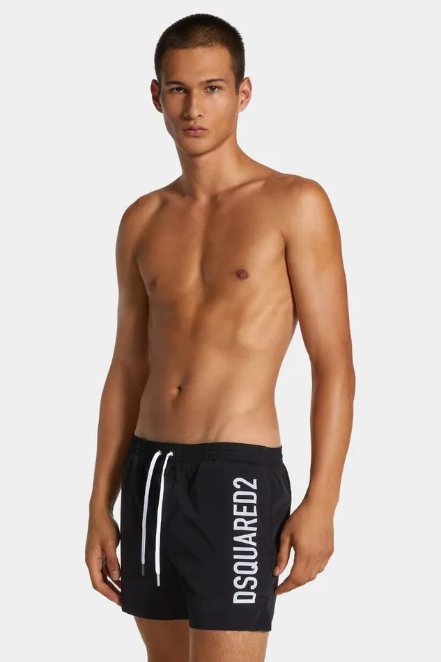 Dsquared2 Beachwear Side Logo Midi Swim Boxer Blackwhite 8211 Men