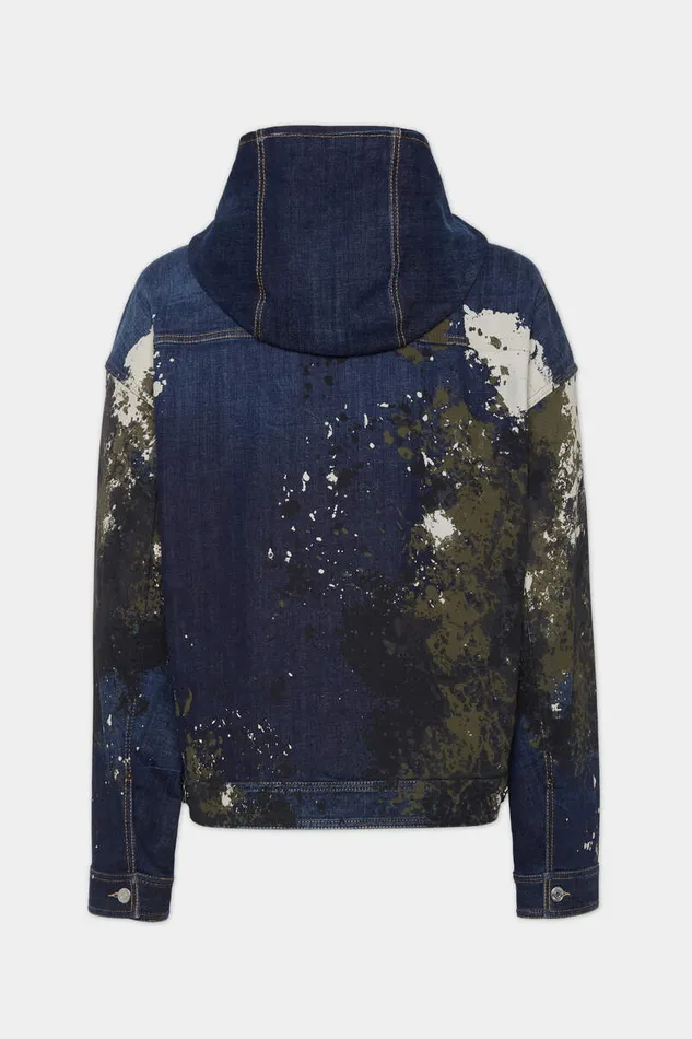Dsquared2 Coats and Outerwear Dark Urban Camo Wash Workwear Zipped Jacket Navy 8211 Men