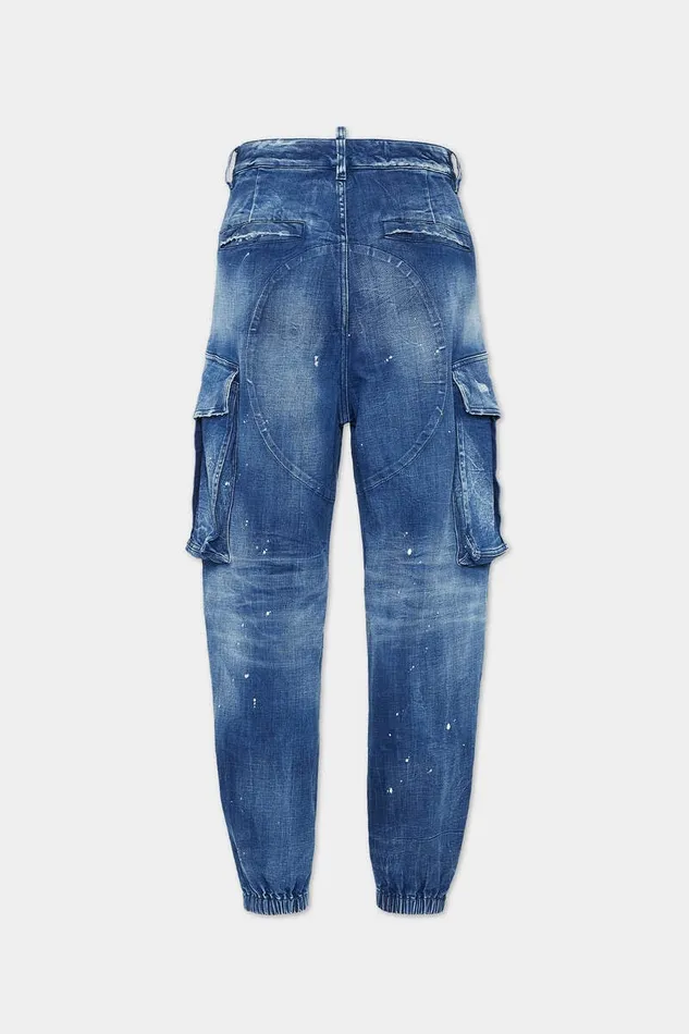 Dsquared2 Jeans Medium Filo Blu Wash Zipped Cargo Pant Navy 8211 Men